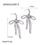 PERSONALITY FASHION 1 STEEL BOW PENDANT EARRINGS_CWAJE1880