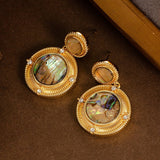 COLORFUL ABALONE EARRINGS WITH DIAMOND AND ZIRCON_CWMM4357