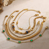 Zircon & Pearl Chain Bracelet In Stainle Steel_Cwaje4658