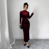 Temperament Solid Color Slim High Waist Dress