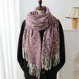 LEOPARD JACQUARD SCARF FAUX CASHMERE WINTER WRAP_CWASC0971