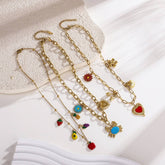 FASHION STEEL NECKLACE WITH CRAB HEART CHARM_CWMM8853