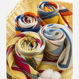 GEOMETRIC FLORAL SATIN SQUARE SCARF FOR WOMEN_CWASC0495