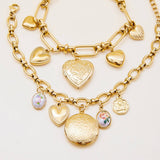 SWEET 18K GOLD PEARL ANGEL HEART PHOTO BRACELET_CWAJE4807