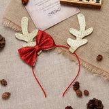 CHRISTMAS BOW BIG ANTLERS DRESSUP HEADBAND HAIRPIN_CWAHA3424