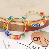 BEADED RICE BEADS HAND WOVEN COLORFUL EARRINGS_CWMM3873