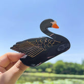 ELEGANT BLACK AND WHITE SWAN HAIRPIN_CWAHA1499