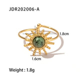 GOLD STAINLESS STEEL INLAID NATURAL STONE RINGS_CWAJE0611