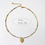 ELEGANT HANDMADE STONE NECKLACE WITH STEEL PENDANT_CWMM8818