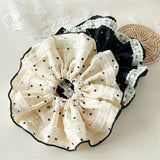 Lace Polka Dot Satin Scrunchie Hair Tie_Cwaha07669