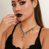 HIP HOP CROSS PENDANT DARK CLAVICLE NECKLACE_CWMM3192