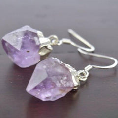 NATURAL CRYSTAL IRREGULAR ORIGINAL STONE EARRINGS_CWAJE1074