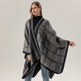 SHAWL FAUX CASHMERE JACQUARD SLIT CAPE_CWASC2211