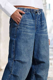 Straight-Leg Wide-Leg Pleated Baggy Jeans