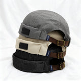 Japanese Style Leather Patch Brimless Cap_Cwah04609