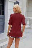 Square Neck Knit Stitching Two Casual T-Shirts