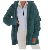 Warm Plush Mid-Length Coat With Solid Lapels