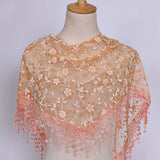SPRING AND AUTUMN FLORAL HOLLOW LACE TRIANGLE VEIL_CWMM1984