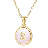 ROUND 18K GOLD STAINLESS STEEL 26LETTERS NECKLACE_CWAJE0683