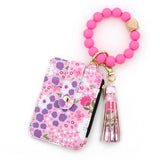 PRINTED LEATHER CARD HOLDER WITH BEADED BRACELET_CWAB4932