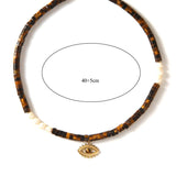 NEW 18K STEEL SUNFLOWER EVIL EYE NECKLACE_CWMM8866