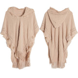 Women Poncho Sweater Cozy Cape With Hood