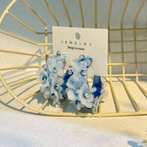 HANDMADE PEARL FLOWER C SHAPED EARRINGS_CWMM6275