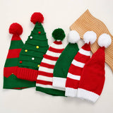 Cwah04352_Red White Christmas Knit Beanie Hat