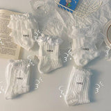 BOW LACE THIN MID LENGTH SOCKS_CWMS0451