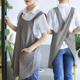 Cwab3993_Cotton And Linen Solid Color Tie-Free Work Apron