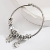 Trendy Hollow Clover Heart Titanium Bracelet_Cwmm8569