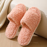 SIMPLE HOME CURLY OPEN PLUSH COTTON SLIPPERS_CWSHS0847