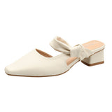 SIMPLE SQUARE TOE SQUARE TOE MULES WITH THICK HEEL_CWSHS0711