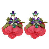 HANDMADE FLORAL FABRIC EARRINGS ELEGANT WOMANS_CWMM6173