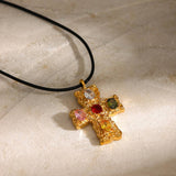 COLORFUL FASHION CROSS NECKLACE_CWAJE1443