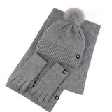 Winter Outdoor Warm Knitted Scarf Three-Piece Set_Cwmm2786