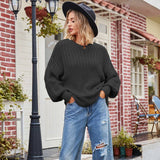 Solid Color Crew Neck Plus Size Pullover Sweater