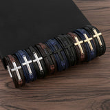 NEW LEATHER HANDWOVEN GOLD MAGNET BUCKLE BRACELET_CWAJE1468