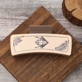 Western Bull Print Leather Hair Claw For Women_Cwasc1631