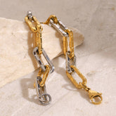 Two-Tone Cuban Chain Bracelet In Titanium Steel