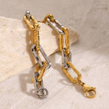 Two-Tone Cuban Chain Bracelet In Titanium Steel