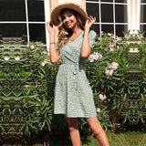 V-Neck Print Lady Mori One-Piece Dress