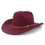 Western Cowboy Hat Felt Wide Brim With Belt Decor_Cwah1772
