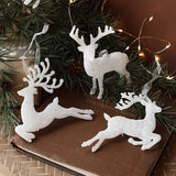 PLASTIC WHITE GLITTER DEER XMAS TREE HANGING DECOR_CWMM9783