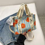 Cute Bear Colorful Letter Print Canvas Bag_Cwab2684