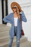Solid-Color Casual Pocket Long-Sleeved Cardigan