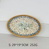 RATTAN OVAL FRUIT TEA SHELL TRAY STORAGE BASKET_CWMM4506
