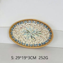 RATTAN OVAL FRUIT TEA SHELL TRAY STORAGE BASKET_CWMM4506