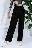 Solid color high-waisted commuter suit pants_cwblp1062