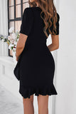 Solid Color Temperament Slim Wrap Buttock Dress_Cwdsd2820